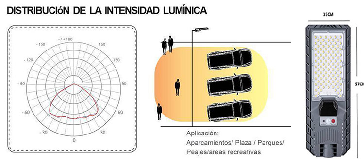 Lampadaire LED Solaire 100W + Télécommande